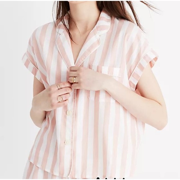Madewell Other - 5/$25 Madewell Pink Stripe Oxford Bedtime Button Down Pajama Top L